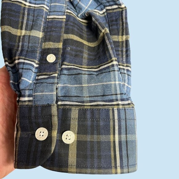 Cinch Shirt Mens Large Black Blue Button Down Check Plaid Embroidered Logo - Picture 5 of 7